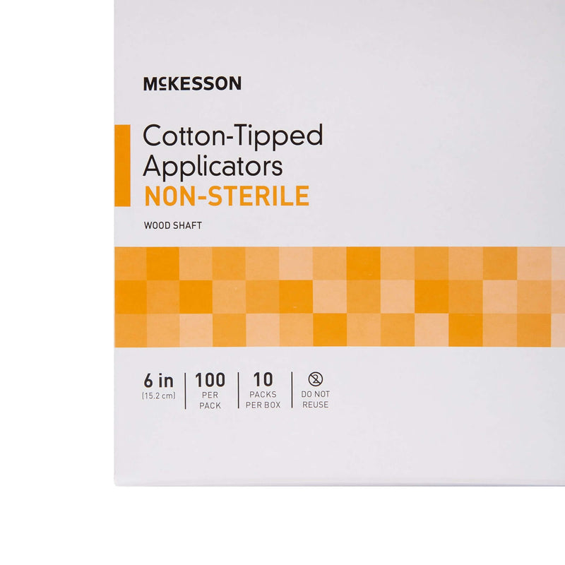 Swabstick McKesson Cotton Tip Wood Shaft NonSterile 100 per Pack 24-103-BX