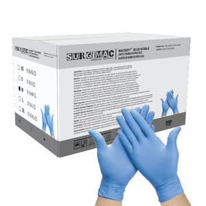 SurgiMac Nitrile Exam Glove, Chemo Tested, Blue, MacSoft, 200/Box, 10Box/Case