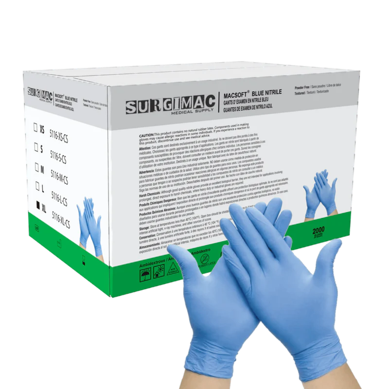 SurgiMac Nitrile Exam Glove, Chemo Tested, Blue, MacSoft, 200/Box, 10Box/Case
