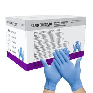 SurgiMac Nitrile Exam Glove, Chemo Tested, Blue, MacSoft, 200/Box, 10Box/Case