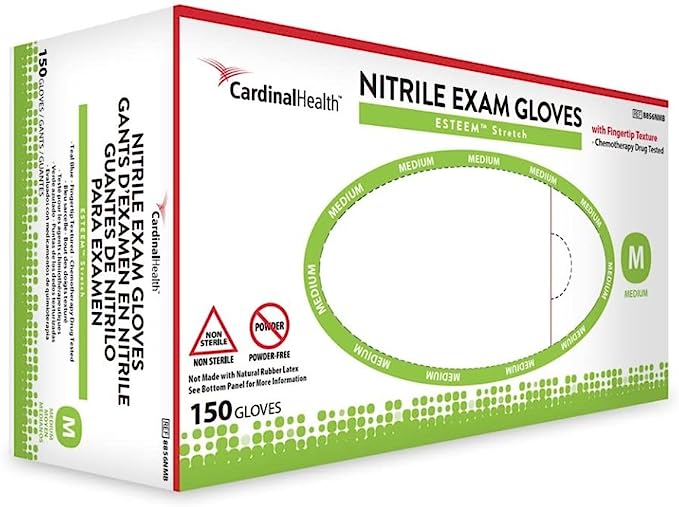 Esteem Nitrile Exam Gloves, Powder Free, Non-Sterile, 150/Box 8856NMB