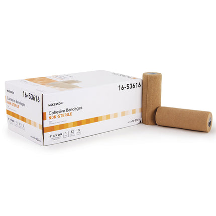 Cohesive Bandage McKesson 6 Inch X 5 Yard Self-Adherent Closure Tan NonSterile Standard Compression