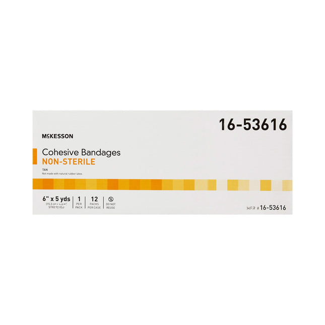 Cohesive Bandage McKesson 6 Inch X 5 Yard Self-Adherent Closure Tan NonSterile Standard Compression