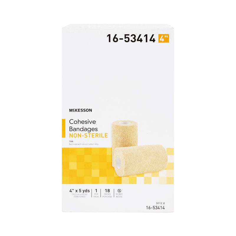 Cohesive Bandage McKesson 4 Inch X 5 Yard Self-Adherent Closure Tan NonSterile Standard Compression | SurgiMac Dental Supply