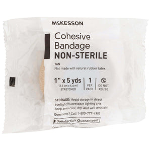 Cohesive Bandage McKesson 1 Inch X 5 Yard Self-Adherent Closure Tan NonSterile Standard Compression | SurgiMac Dental Supply