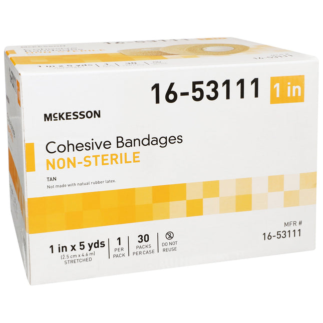 Cohesive Bandage McKesson 1 Inch X 5 Yard Self-Adherent Closure Tan NonSterile Standard Compression