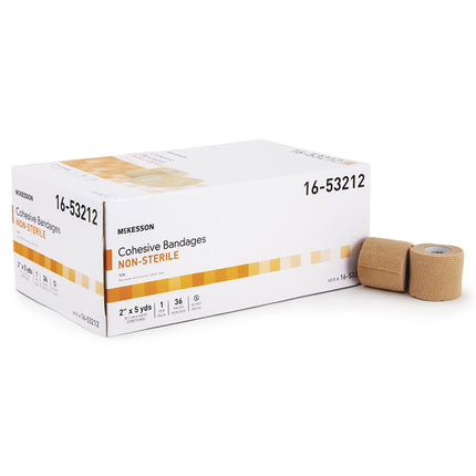 Cohesive Bandage McKesson 2 Inch X 5 Yard Self-adherent Closure Tan NonSterile Standard Compression