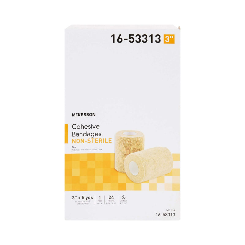 Cohesive Bandage McKesson 3 Inch X 5 Yard Self-Adherent Closure Tan NonSterile Standard Compression | SurgiMac Dental Supply