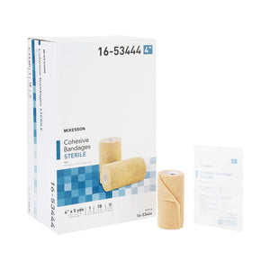 Cohesive Bandage McKesson 4 Inch X 5 Yard Self-Adherent Closure Tan Sterile Standard Compression | SurgiMac Dental Supply