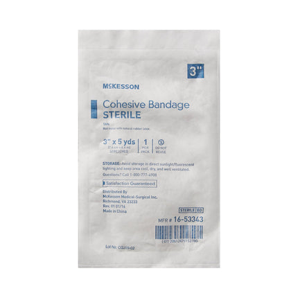 Cohesive Bandage McKesson 3 Inch X 5 Yard Self-Adherent Closure Tan Sterile Standard Compression