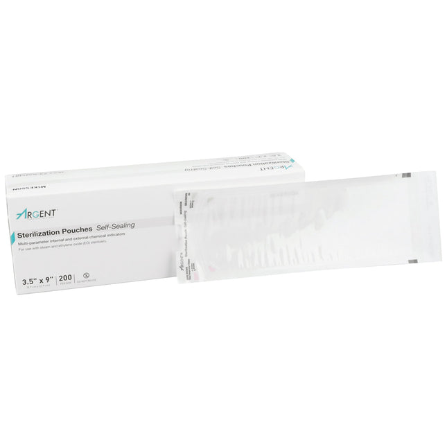 Sterilization Pouch McKesson Argent Sure-Check Ethylene Oxide (EO) Gas / Steam 3-1/2 X 9 Inch Transparent / Blue Self Seal Paper / Film