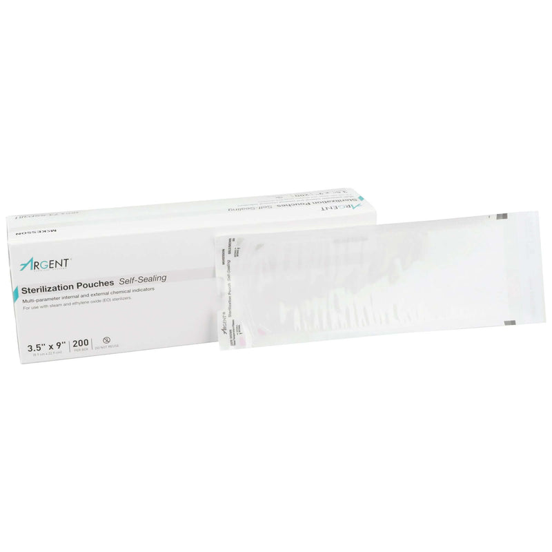 Sterilization Pouch McKesson Argent Sure-Check Ethylene Oxide (EO) Gas / Steam 3-1/2 X 9 Inch Transparent / Blue Self Seal Paper / Film | SurgiMac Dental Supply