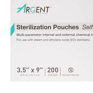 Sterilization Pouch McKesson Argent Sure-Check Ethylene Oxide (EO) Gas / Steam 3-1/2 X 9 Inch Transparent / Blue Self Seal Paper / Film | SurgiMac Dental Supply