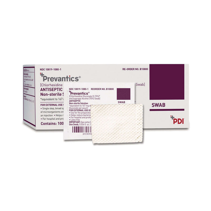 Antiseptic Prep Pad Prevantics 3.15% / 70% Strength CHG (Chlorhexidine Gluconate) / Isopropyl Alcohol Individual Packet NonSterile B10800