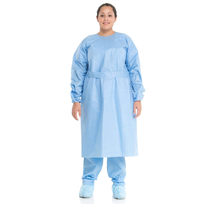 Protective Procedure Gown Halyard Tri-Layer Blue NonSterile AAMI Level 3 Disposable 54310