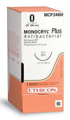 Monocryl™ Plus Poliglecaprone 25 with Irgacare MP Antibacterial Suture PS-2 3/8 Circle Precision Reverse Cutting Needle Size 3-0 Monofilament