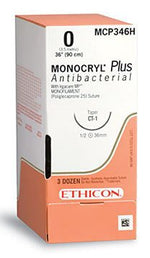 Monocryl™ Plus Poliglecaprone 25 with Irgacare MP Antibacterial Suture PS-2 3/8 Circle Precision Reverse Cutting Needle Size 3-0 Monofilament | SurgiMac Dental Supply