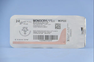 Monocryl™ Plus Poliglecaprone 25 with Irgacare MP Antibacterial Suture CT-2 1/2 Circle Taper Point Needle Size 2-0 Monofilament | SurgiMac Dental Supply