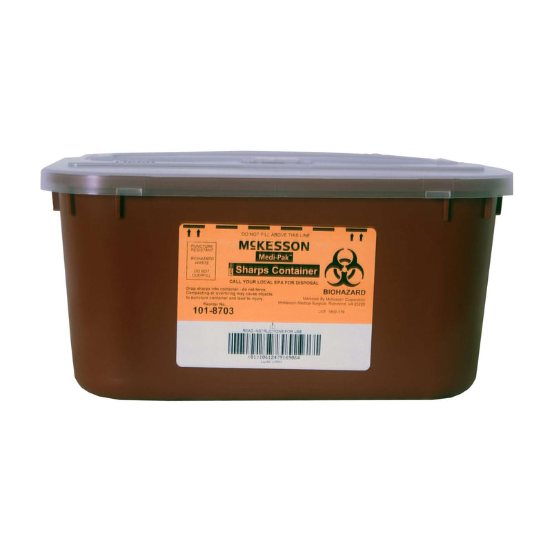 Sharps Container McKesson Red Base 5 H X 10 W X 7 D Inch Horizontal Entry 1 Gallon 101-8703