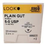 Absorbable Suture with Needle LOOK Plain Gut C3 3/8 Circle Precision Reverse Cutting Needle Size 5 - 0 596B