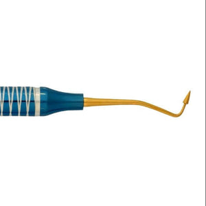 SurgiMac #5 Goldstein Flexi-Thin Composite Instrument, 2.0mm/_2.2mm, Blue Handle, Gold Tips, Restorative Instruments, Stainless Steel, Air Series, 1/Pk | SurgiMac Dental Supply
