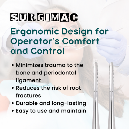 Dental Surgical Root Elevator w/ Serrated Tips by SurgiMac