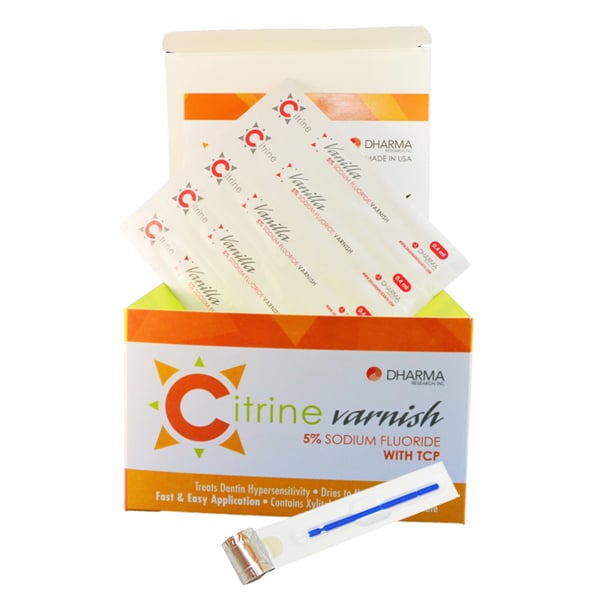 Citrine 5% Sodium Fluoride Varnish with TCP - Vanilla. Case of 12 boxes: 50