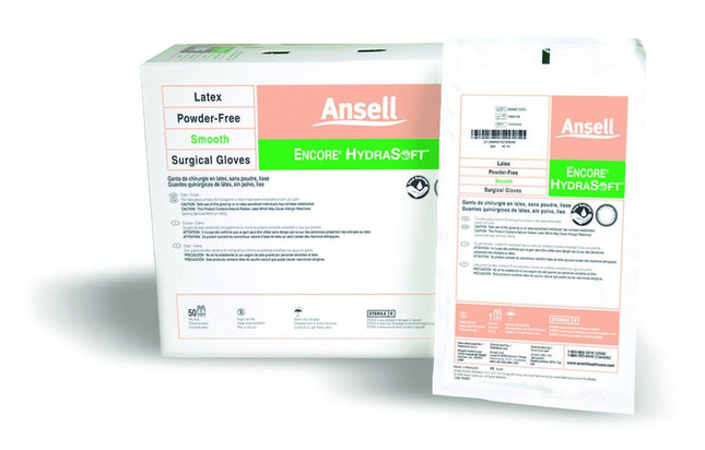 Ansell Encore Hydrasoft Powder Free Sterile Surgical Gloves | 2018655-5.5-50prbx | Ansell | SurgiMac