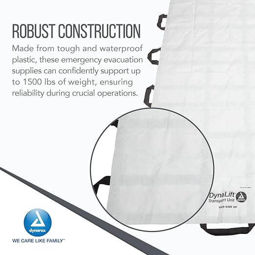 Dynarex DynaLift Portable Transport Unit - Waterproof & Durable Patient Transport Equipment with 14 Handles - Carries up to 1500 lbs - White, Case of 10 | SurgiMac Dental Supply