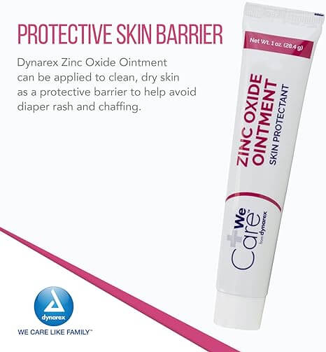 Dynarex Zinc Oxide Ointment, Protective Skin Barrier Ointment, Soothes, Prevents, and Relieves Diaper Rash, Chaffed Skin, and Irritation, White, 72 – 1 oz. Tubes of Ointment | SurgiMac Dental Supply