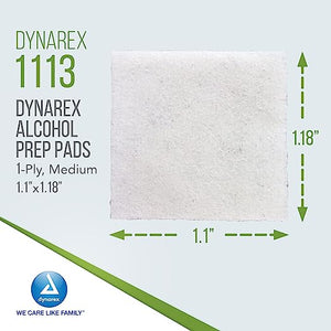 Dynarex Sterile Alcohol Prep Pads: Pre-moistened with 70% Isopropyl Alcohol 1113-1