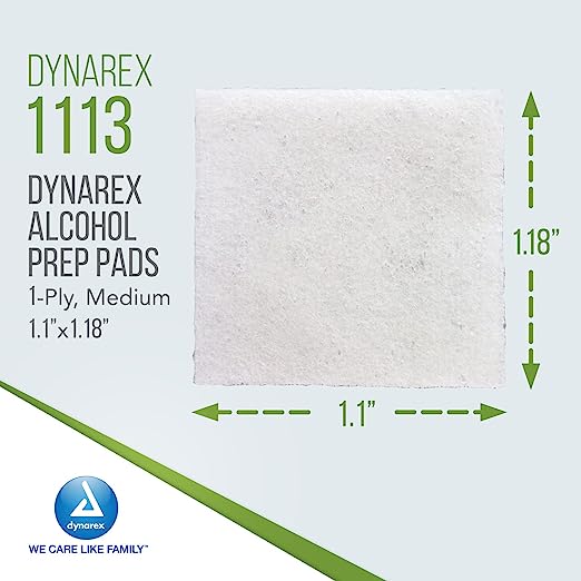 Dynarex Sterile Alcohol Prep Pads: Pre-moistened with 70% Isopropyl Alcohol 1113-1