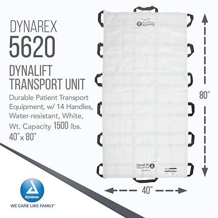 Dynarex DynaLift Portable Transport Unit - Waterproof & Durable Patient Transport Equipment with 14 Handles - Carries up to 1500 lbs - White, Case of 10