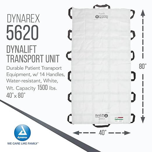 Dynarex DynaLift Portable Transport Unit - Waterproof & Durable Patient Transport Equipment with 14 Handles - Carries up to 1500 lbs - White, Case of 10 | SurgiMac Dental Supply