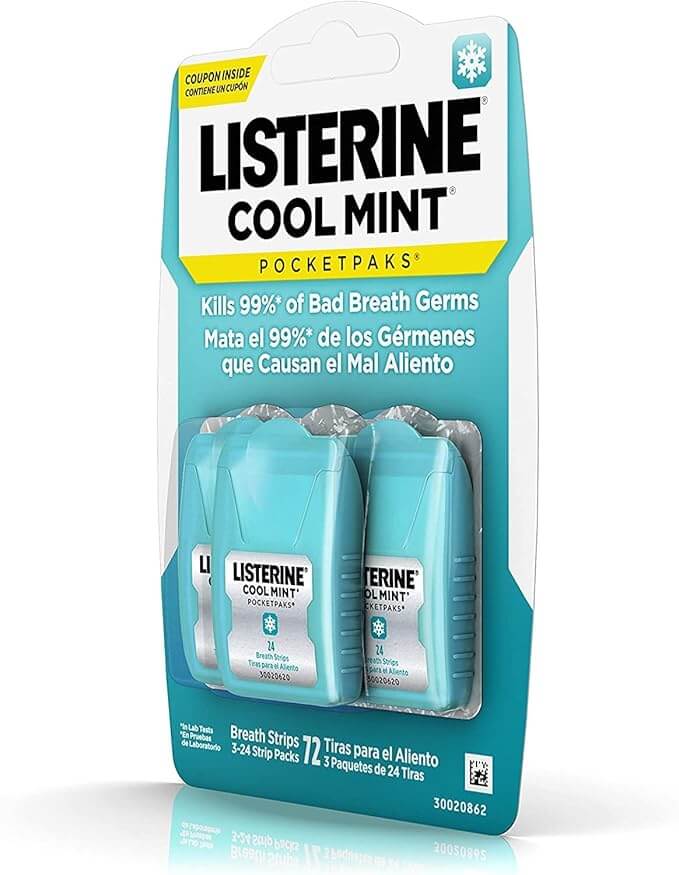 LISTERINE POCKETPAKS® Strips, Cool Mint, 24/pk, 6 pk/cs | SurgiMac Dental Supply
