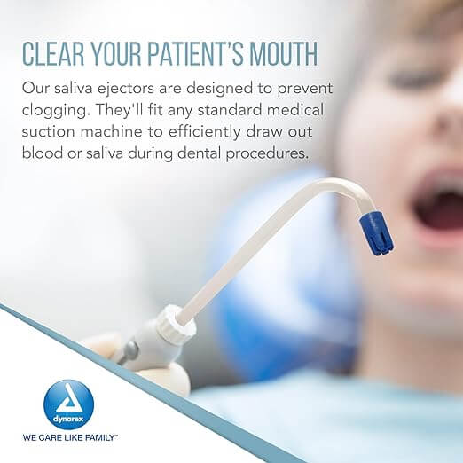 Saliva Ejector, Blue Tip/Clear Body (Pack of 1000) 2219-1