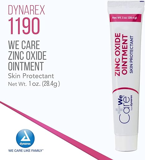 Dynarex | Dynarex Zinc Oxide Ointment, Protective Skin Barrier Ointment, Soothes, Prevents, and Relieves Diaper Rash, Chaffed Skin, and Irritation, White, 72 – 1 oz. Tubes of Ointment | 1191