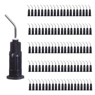 Quala Pre-Bent Applicator Needle Tips, Black 19 gauge, bag of 100 Tips