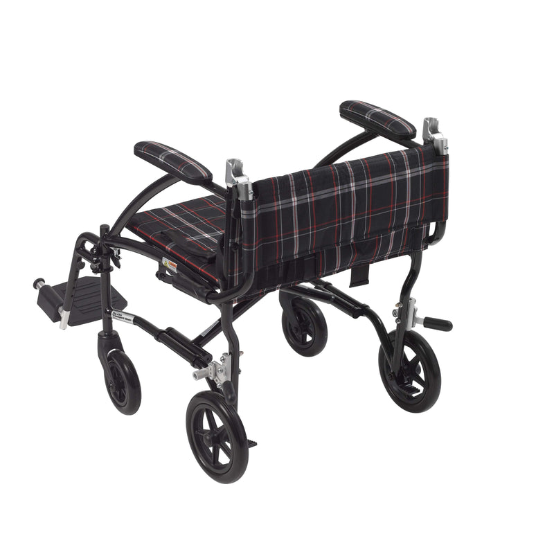 Transport Chair drive Fly-Lite 19 Inch Seat Width Full Length Arm Swing-Away Footrest Aluminum Frame with Black Finish | SurgiMac Dental Supply