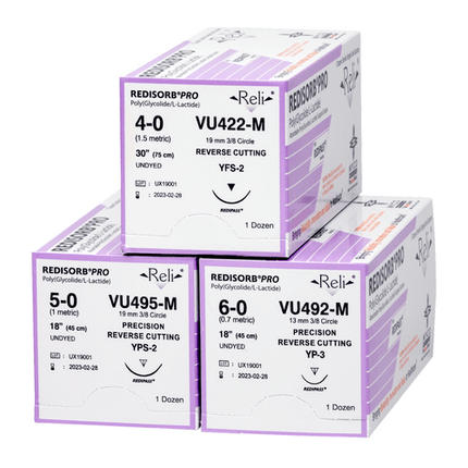 REDISORB PRO Absorbable Coated, Braided, PGLA Synthetic Suture, Size 3-0, Length 30", 26 mm 1/2 Circle Taper Point Needle (Violet)