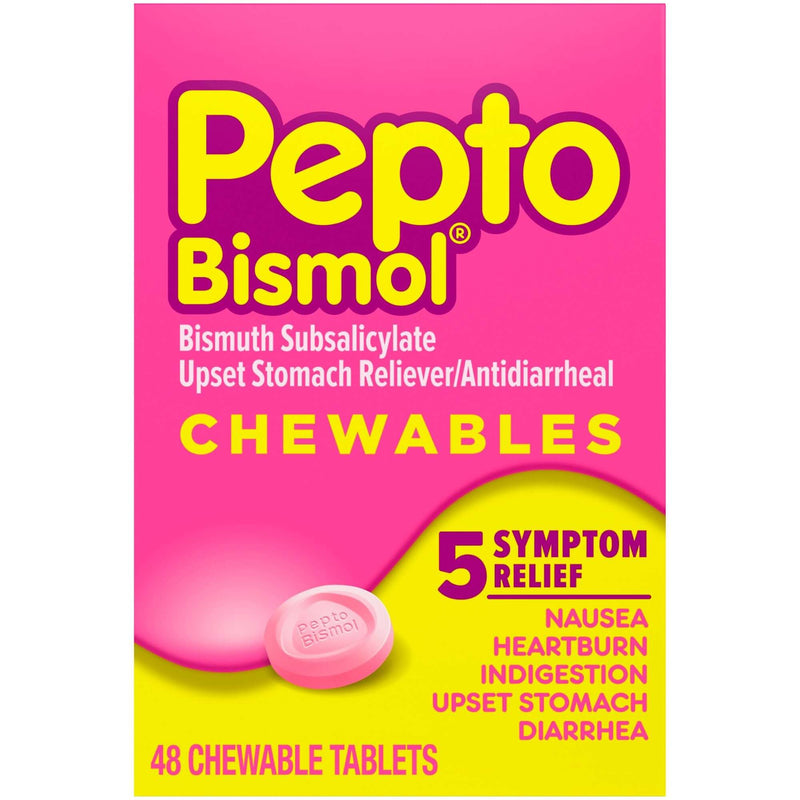 Anti-Diarrheal Pepto Bismol 262 mg Strength Chewable Tablet 48 per Box | SurgiMac Dental Supply