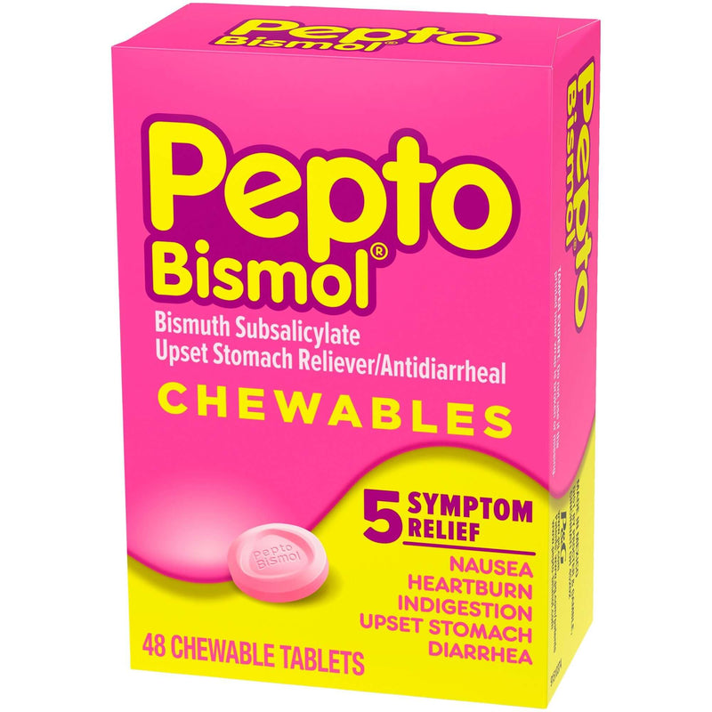 Anti-Diarrheal Pepto Bismol 262 mg Strength Chewable Tablet 48 per Box | SurgiMac Dental Supply