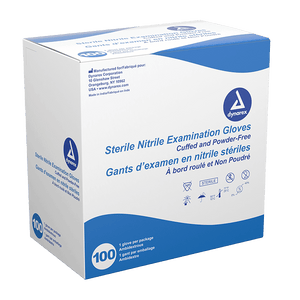 Dynarex Sterile Nitrile Examination Gloves Powder Free Singles Medium 8 Count (Medium) | SurgiMac Dental Supply