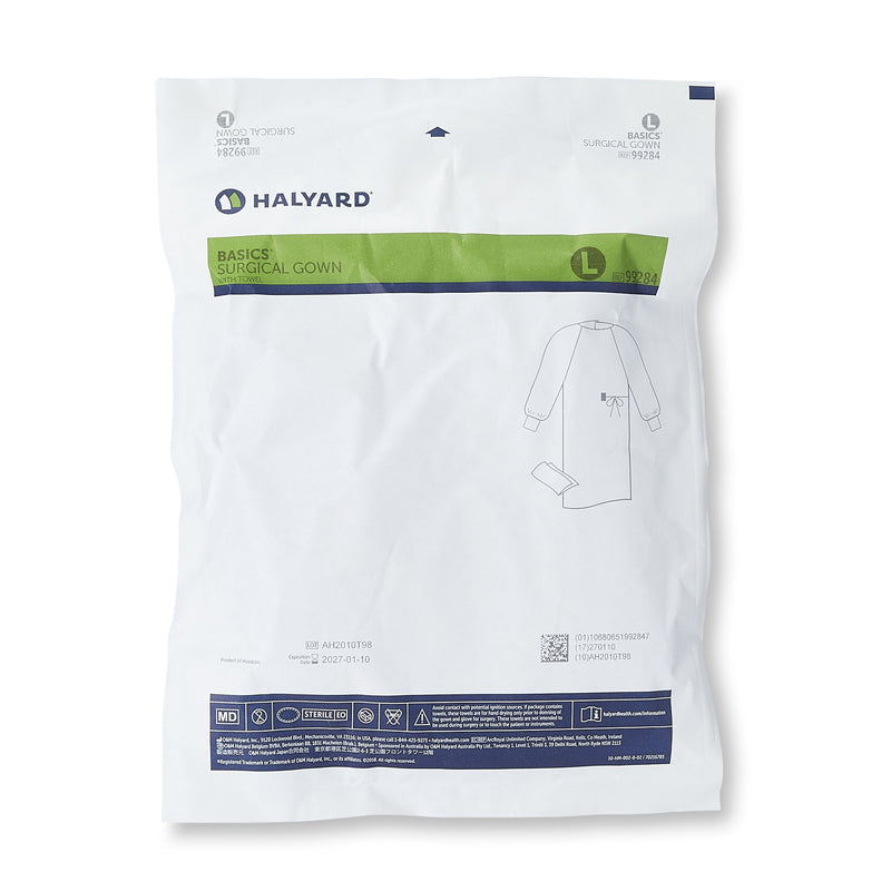 Surgical Gown with Towel Halyard Basics Large Blue Sterile Disposable 99284