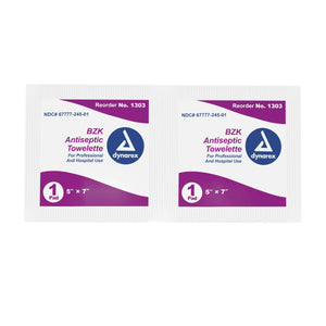 Dynarex Antiseptic Skin Towelette Individual Packet Scented 100 Count | SurgiMac Dental Supply