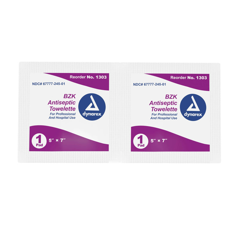 Dynarex Antiseptic Skin Towelette Individual Packet Scented 100 Count | SurgiMac Dental Supply