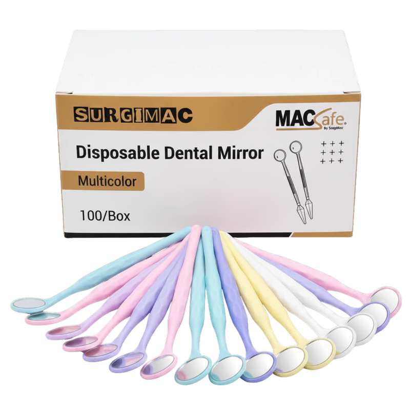 SurgiMac Plastic Disposable Mouth Mirrors, Multicolor, Medium Size 4.5, MacSafe, 100/Box, 20bx/case