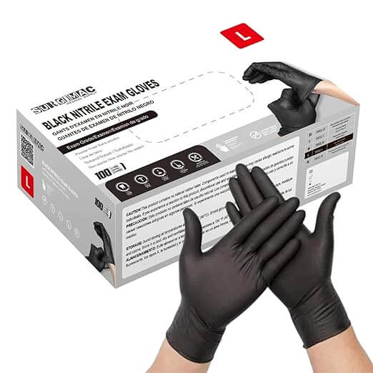 Nitrile Exam Gloves MacSoft by SurgiMac | Black | Chemo Tested | 100 Count 8118-L