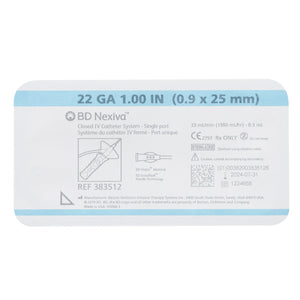 BD Nexiva 22G 1" Closed IV Catheter with Sliding Safety Needle - Enhanced Safety & Biocompatibility 383512