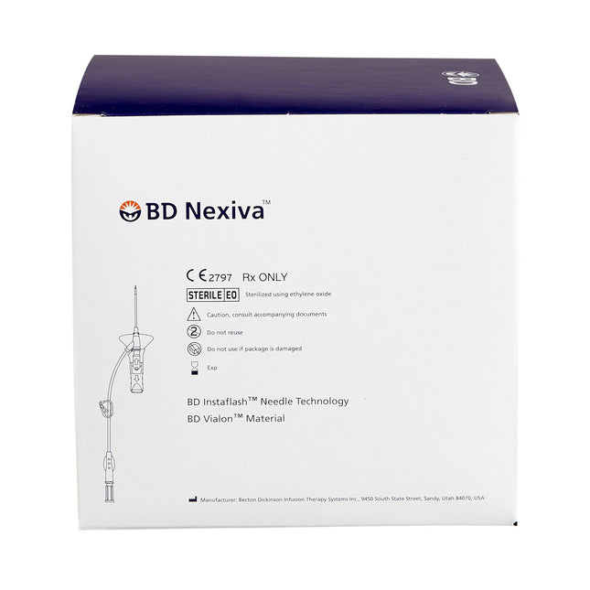 BD | Closed IV Catheter Nexiva 22 Gauge 1 Inch Sliding Safety Needle | 383512-BX